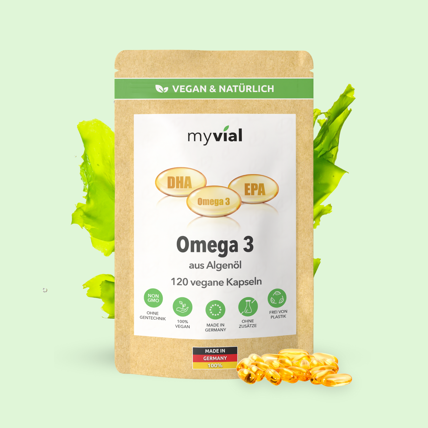 Omega 3 Kapseln aus Algenöl - Vegan